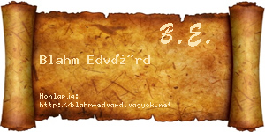 Blahm Edvárd névjegykártya